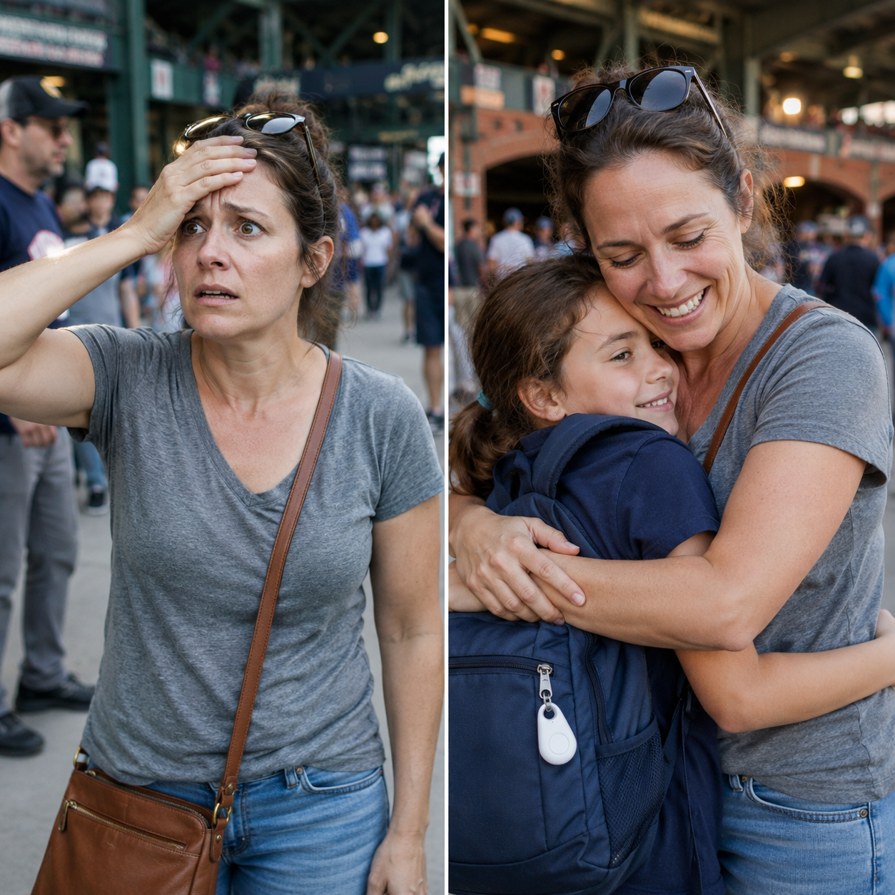 Before: panicked parent. After: reunited with kid